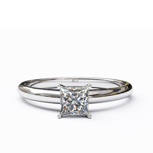 Solitaire Gold Engagement with 0.35ct Princess Cut Diamond - 01SG03
